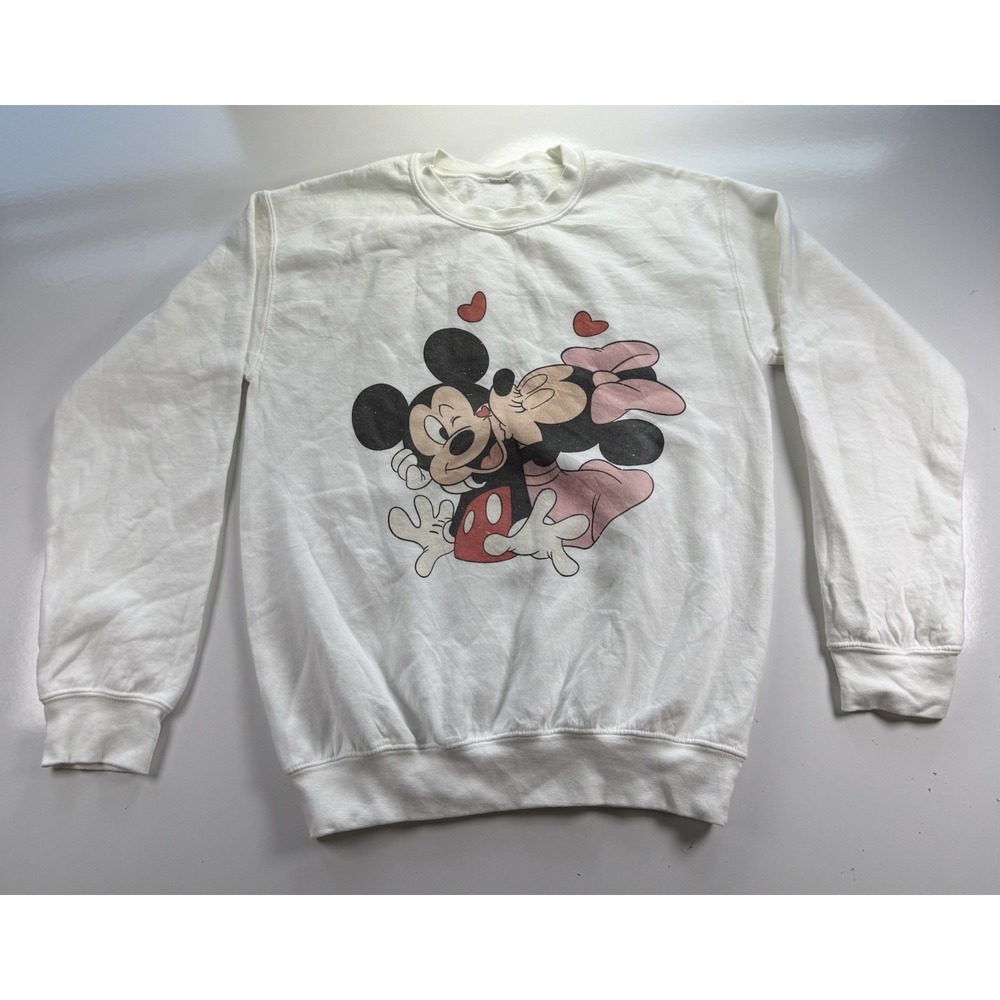 Vintage 90s Disney Mickey Minnie‎ Mouse Sweatshirt Womens Medium Hearts Flowers